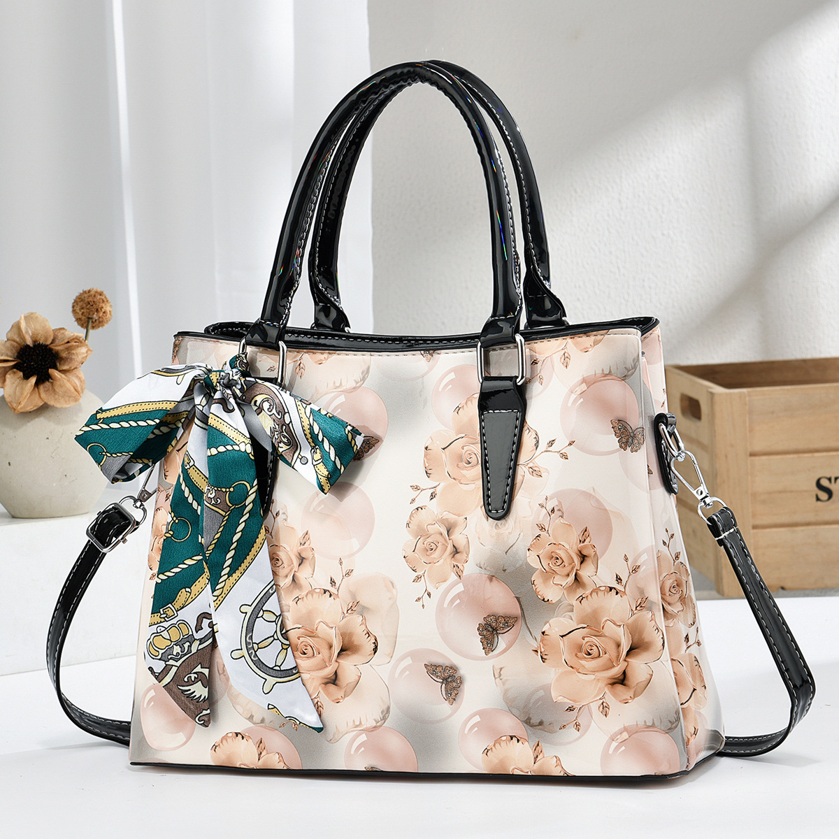 Daiziya Floral Print Leather Shoulder Bag & Handbag for Women Prime-108 - Image 6