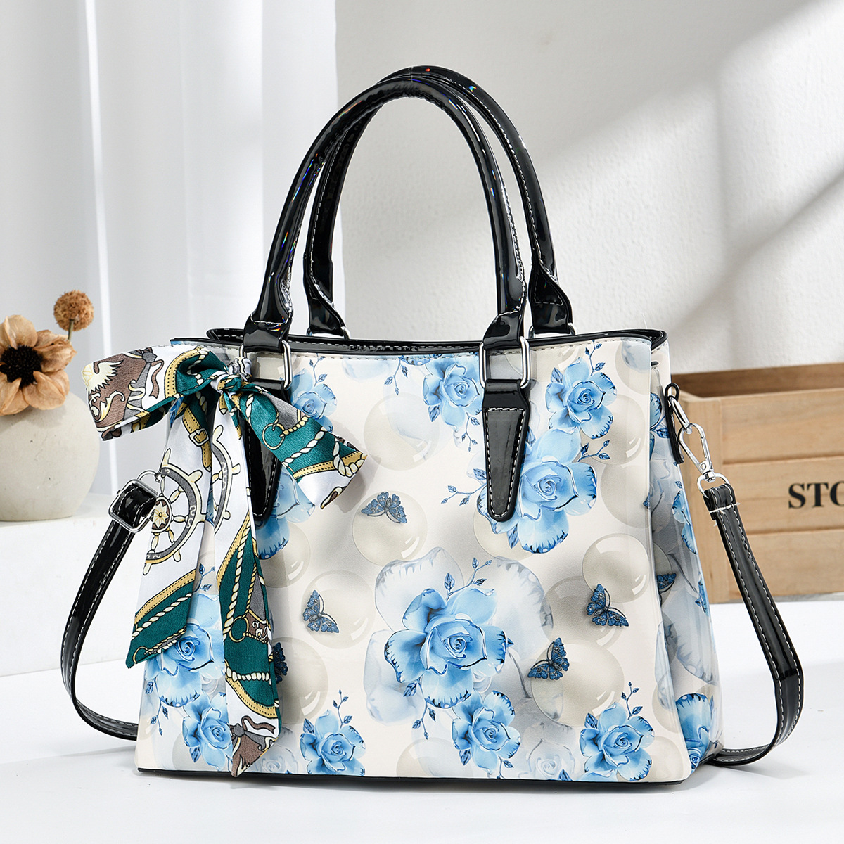 Daiziya Floral Print Leather Shoulder Bag & Handbag for Women Prime-108 - Image 7