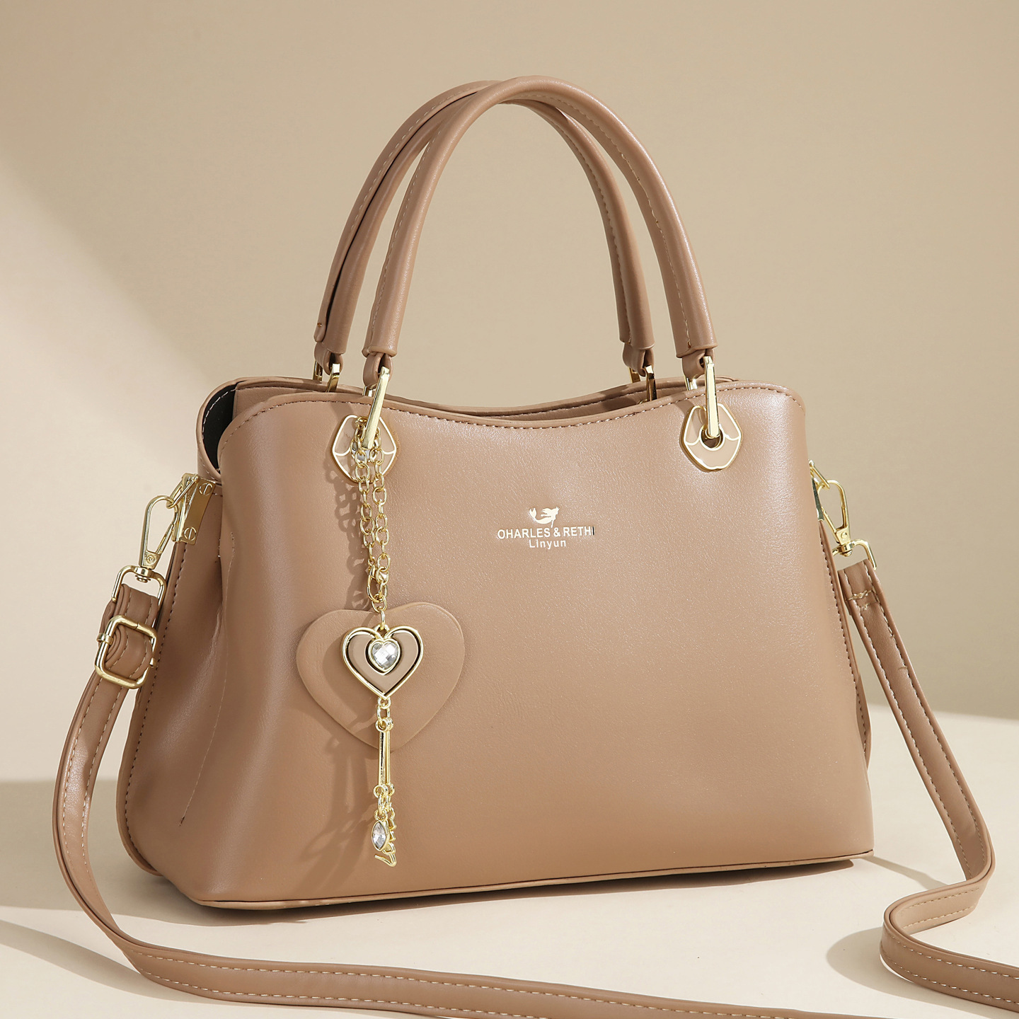 Premium Women’s Heart Charm Handbag – Elegant Leather Shoulder & Crossbody Bag Prime 126 - Image 5